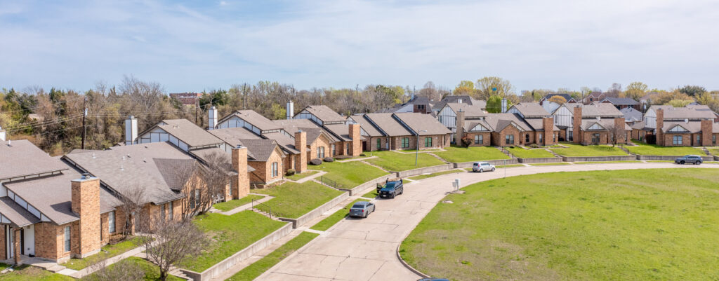Aerial view of the townhomes at 6200 Alissa Drive.
