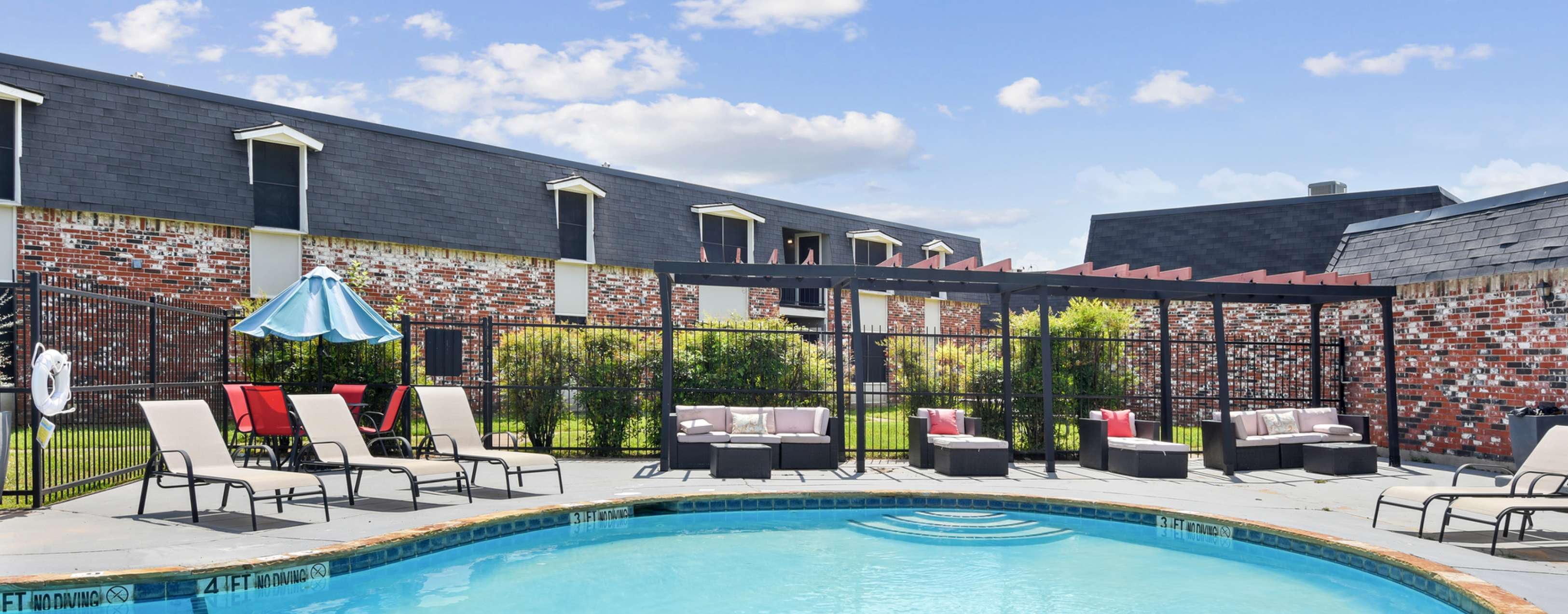 Poolside view of Fleetwood Square apartments